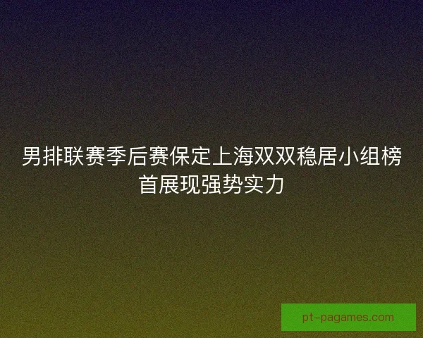 男排联赛季后赛保定上海双双稳居小组榜首展现强势实力